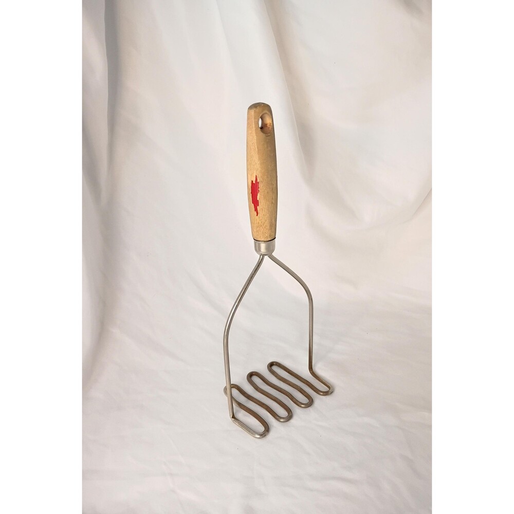 Antique Potato Masher with Chipped Red Paint Farmhouse